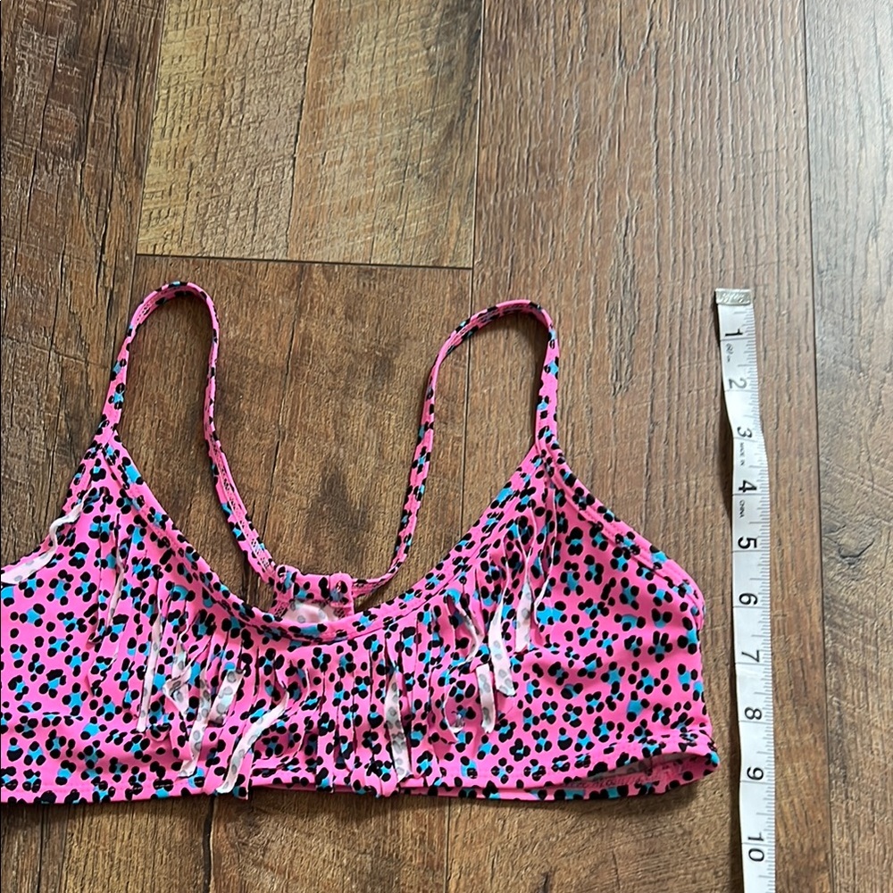 Pink Leopard Print Ruffle Bikini Top - Picture 5 of 5